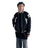 Casual Loose Pockets Striped Baseball Jacket